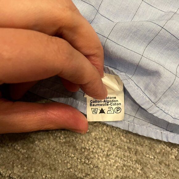 Valentino Roma Dress Shirt Mens Large 40 / 15.75 Blue Check Button Down Italy * - Picture 11 of 11
